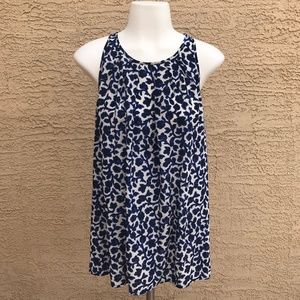 Cynthia Rowley 100% Silk Tank Blue White Floral L